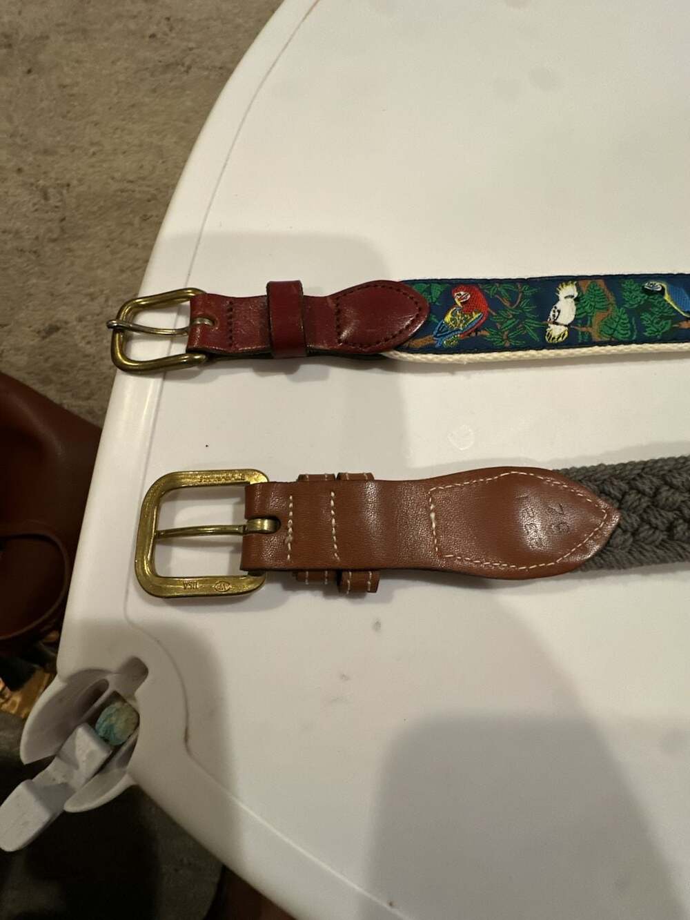 Vintage Pair of Braided Casual Belts with Solid Brass Buckles